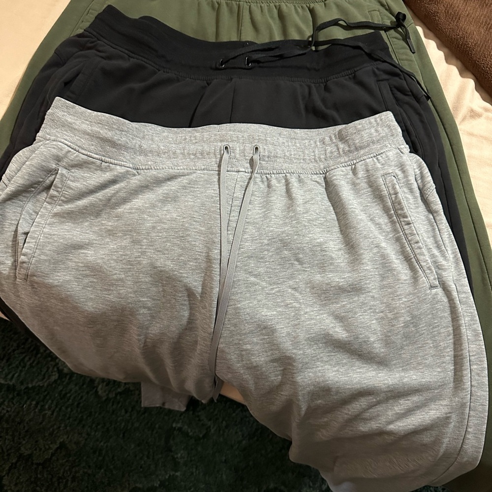 Set of Three Jogger Pants - Black, Gray, Green